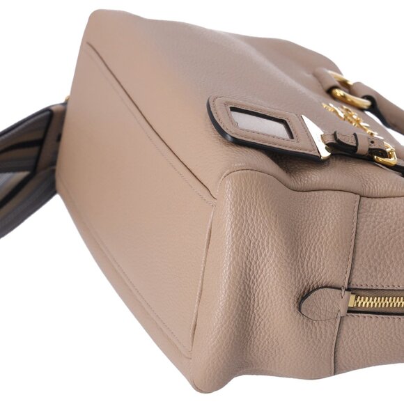 PRADA Vitello Phenix Bauletto Handbag 1BB086 Taupe Pebbled Leather - Picture 7 of 10